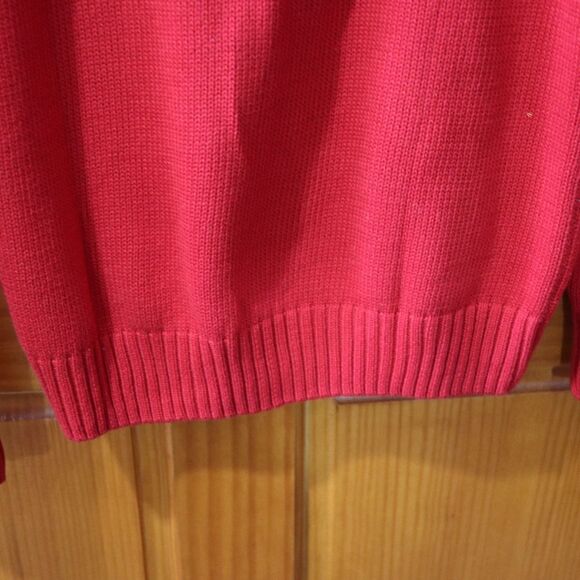 Chaps Red Knit Pullover Crest Sweater Medium - Picture 5 of 13